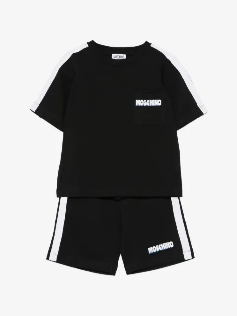 Moschino Kids set de playera y shorts con detalle de rayas