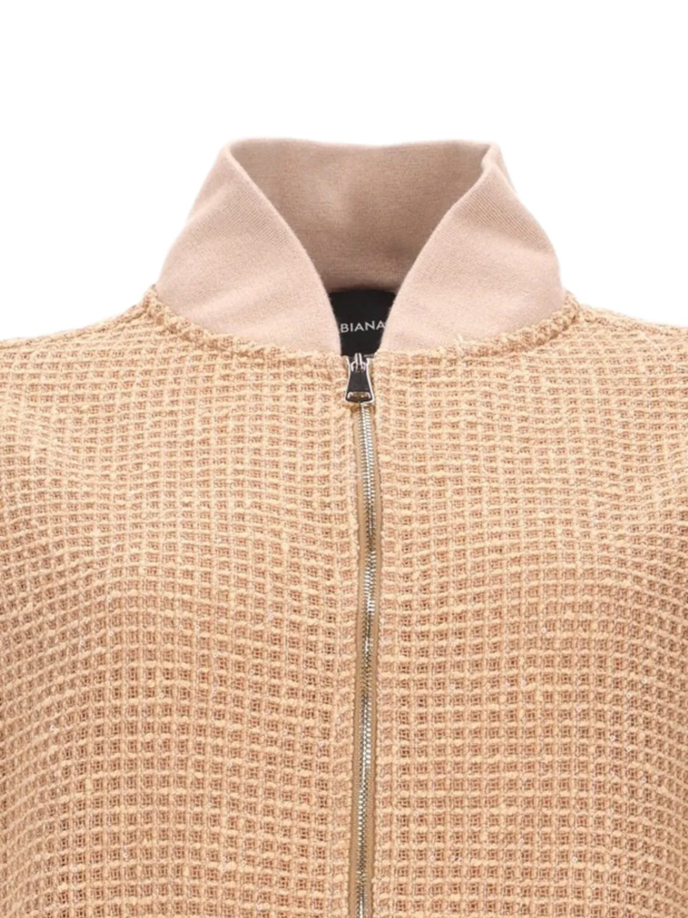 Fabiana Filippi Bomberjack met textuur en rits Beige