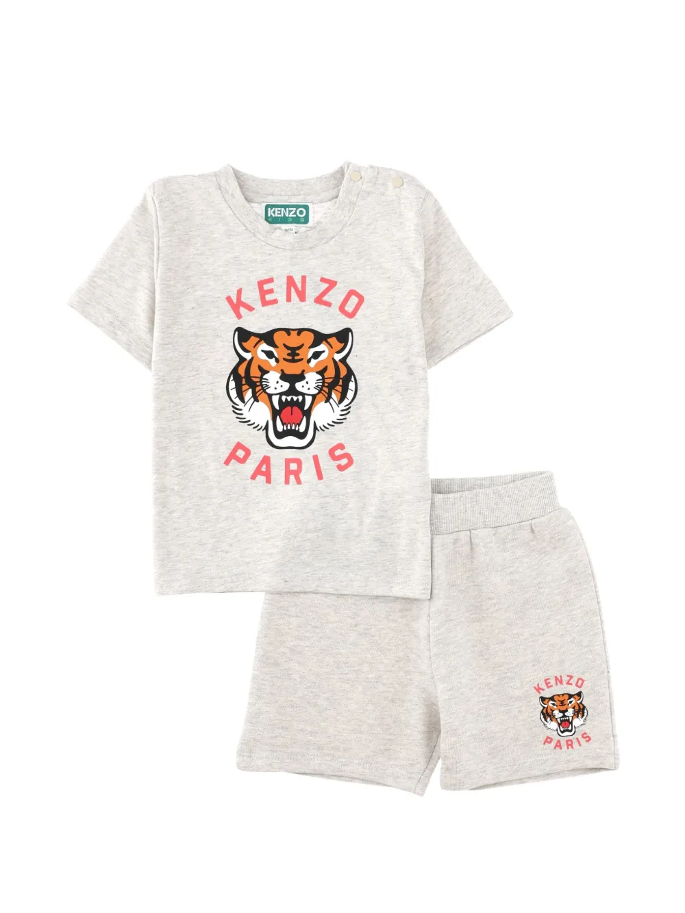 Kenzo Kids Tiger-print cotton-blend pajamas - Grigio