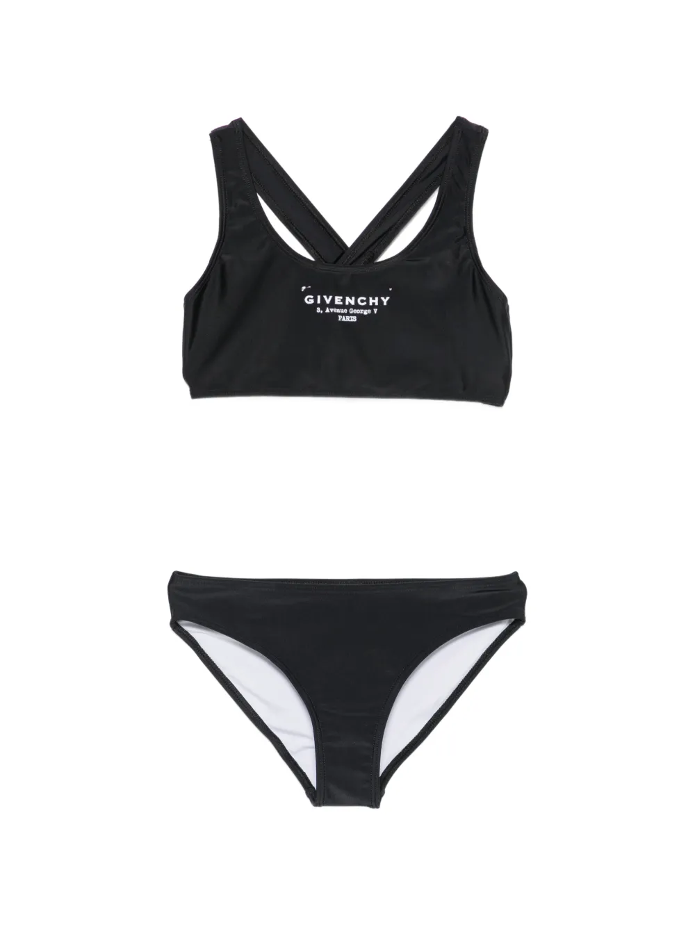 Givenchy Kids logo-print crossover-strap bikini - Nero