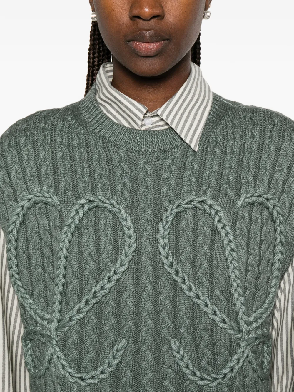LOEWE Anagram kabelgebreide trui Groen