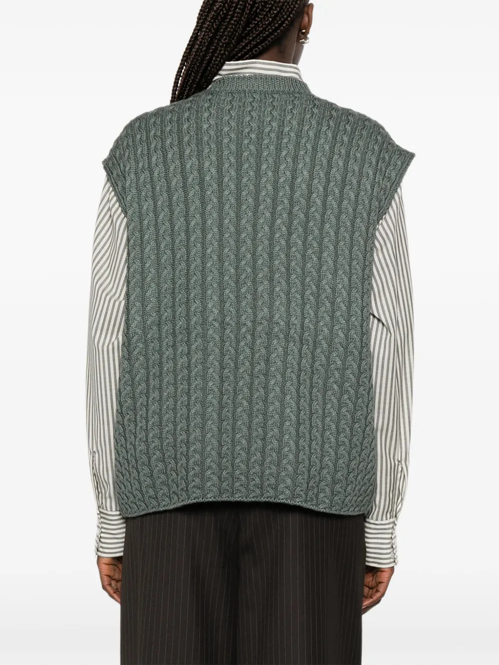 LOEWE Anagram kabelgebreide trui Groen