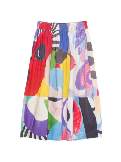 TALKING WALLS Juju patchwork flared midi skirt