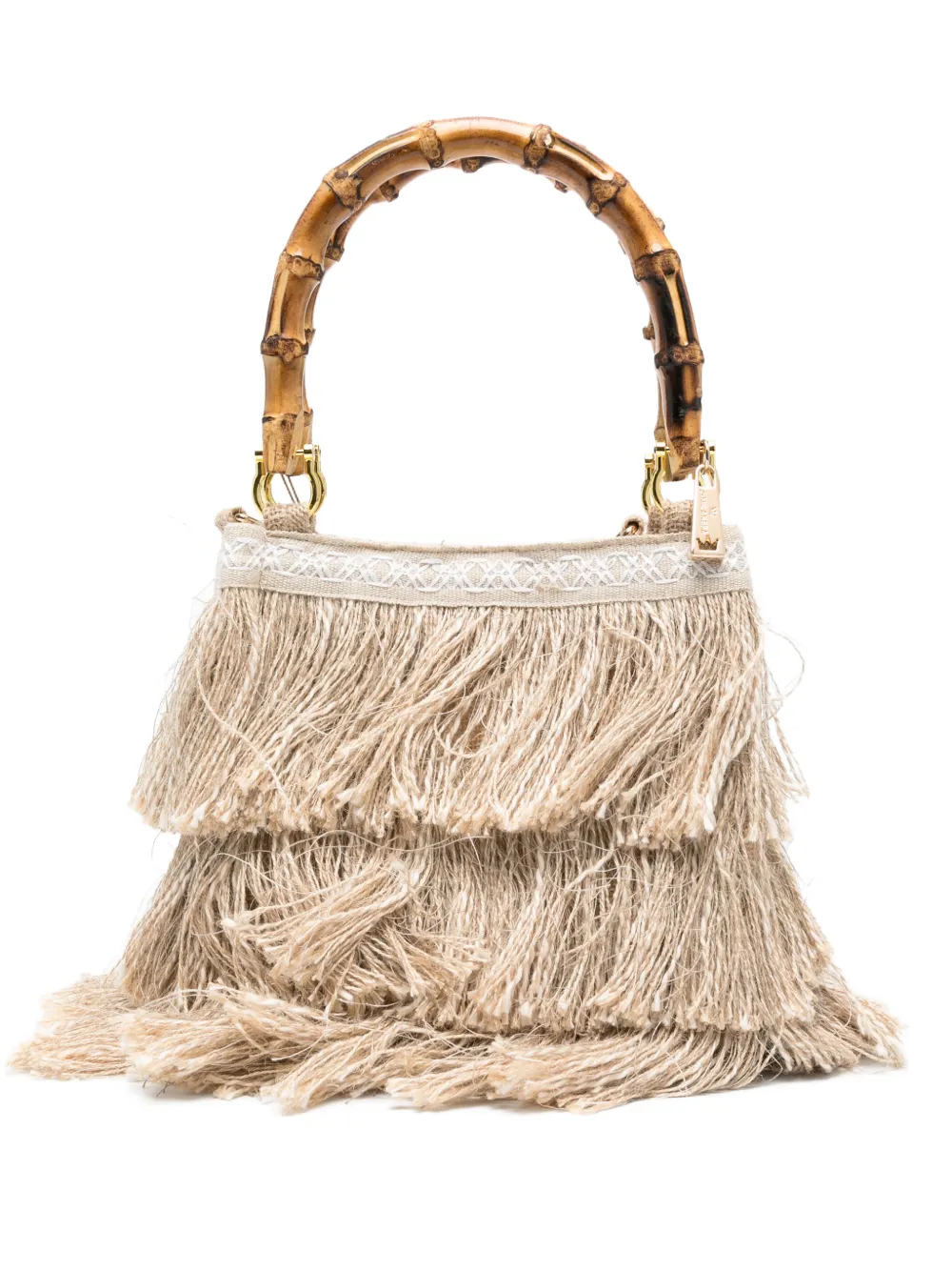 La Milanesa Small Jucca Fringed Tote Bag In Neutral