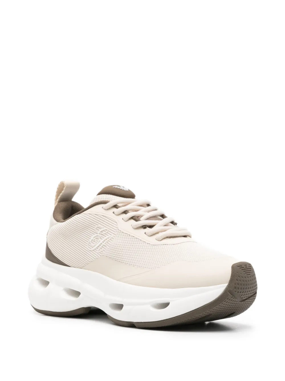 Emporio Armani Technical gebreide sneakers Beige