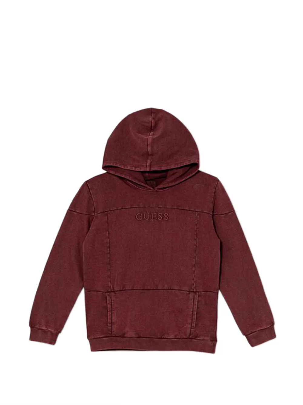 Guess Kids' Embroidered Hoodie In Burgundy