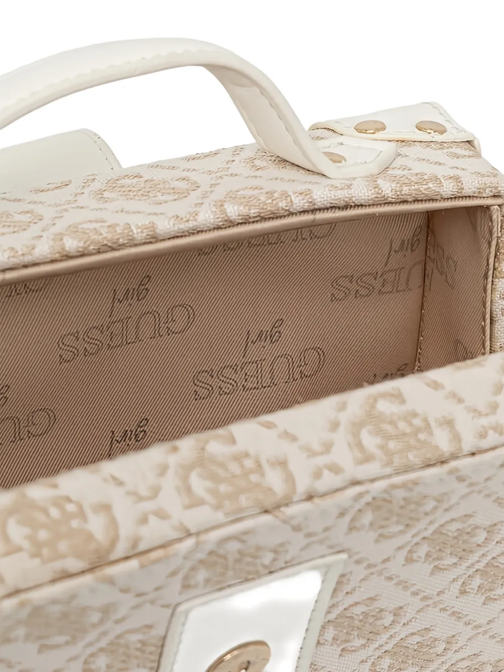 Guess Logo Patterned Shoulder Bag In Neutral