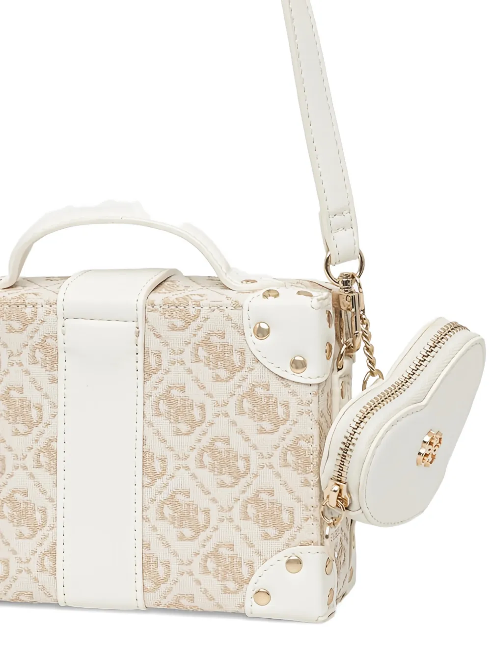 Guess Logo Patterned Shoulder Bag In Neutral