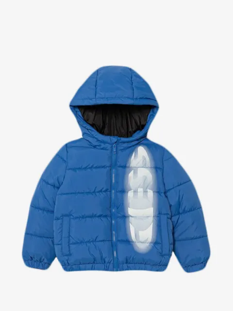 guess kids chamarra capitonada con logo estampado