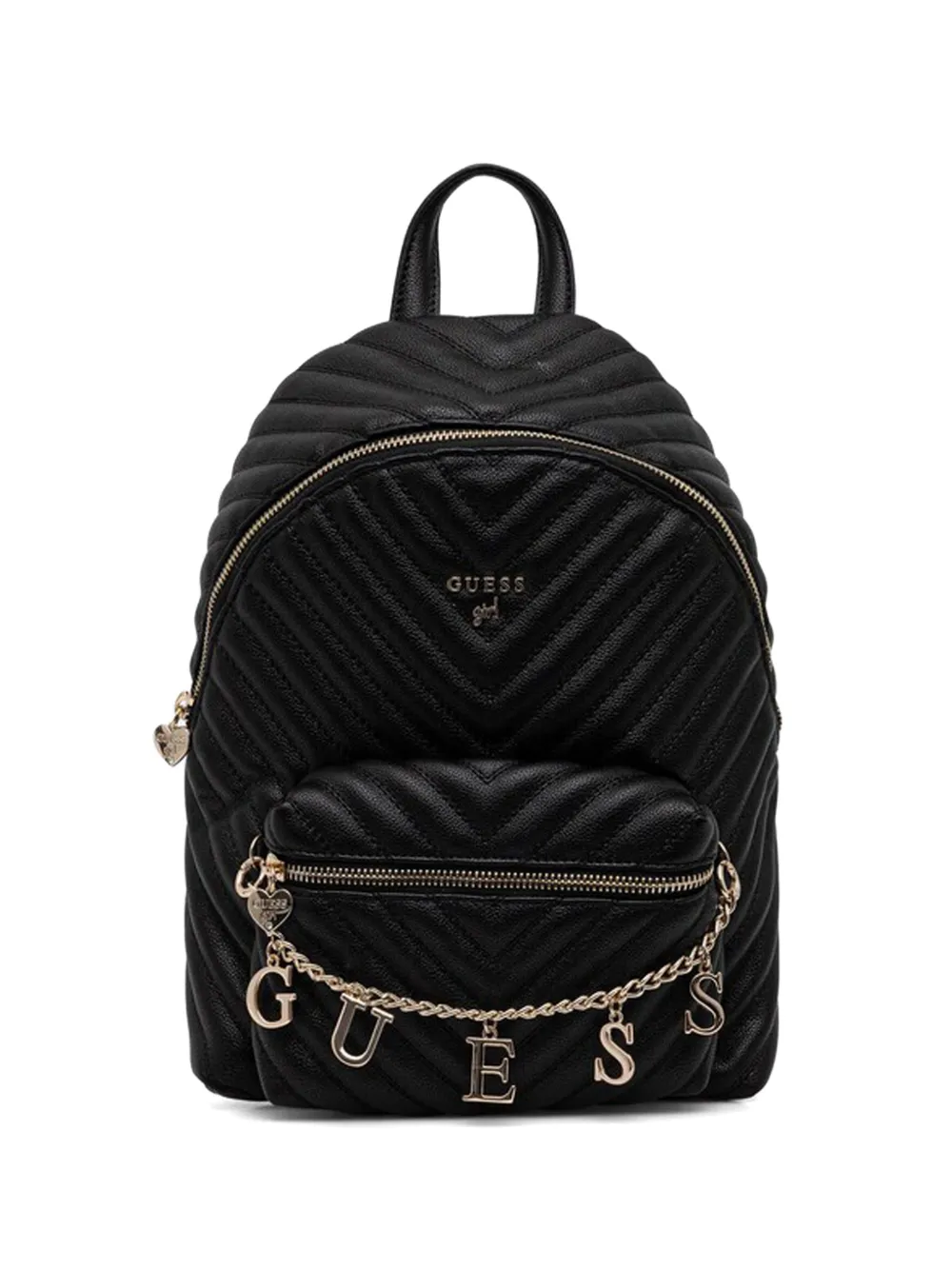guess kids quilted logo-charm backpack - Nero