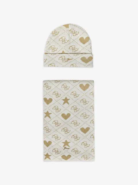 guess kids lot bonnet-écharpe à motif géométrique