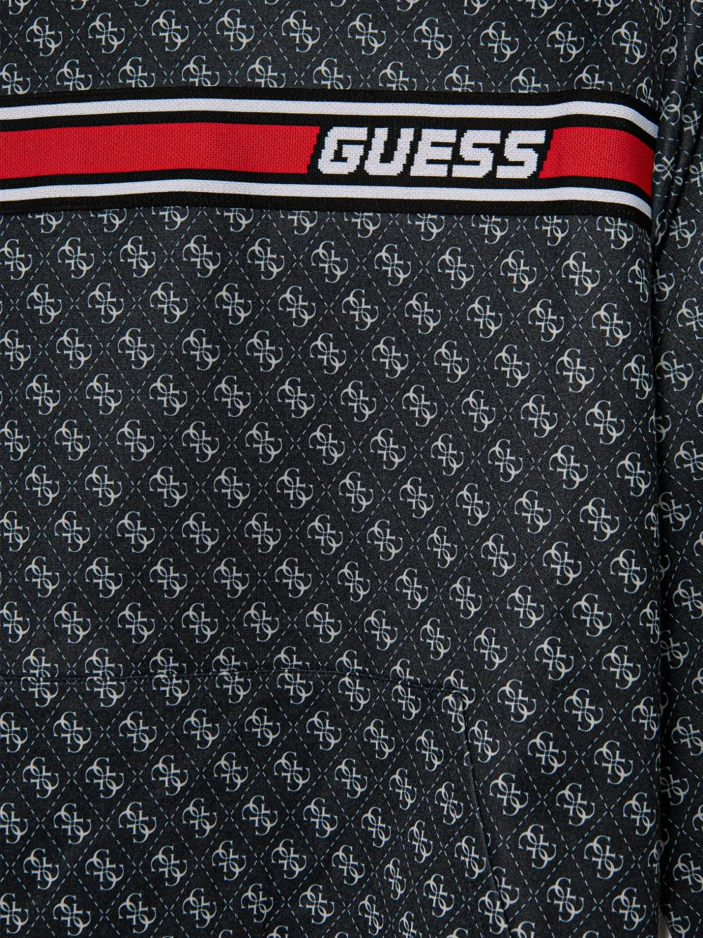 guess kids monogram-print logo-tape hoodie Zwart