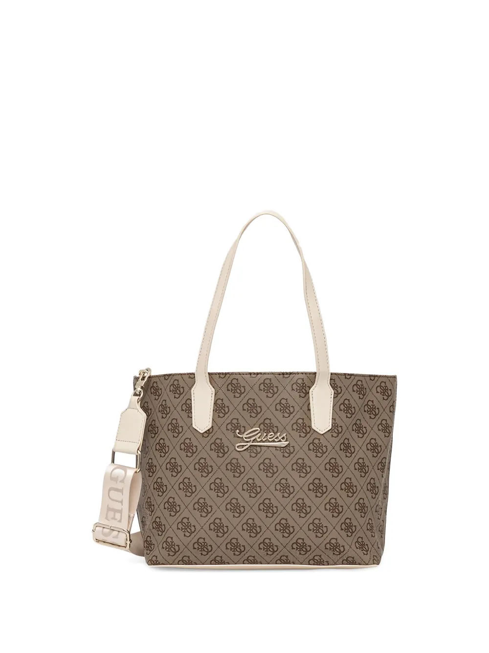 guess kids monogram-pattern logo-plaque tote bag - Marrone