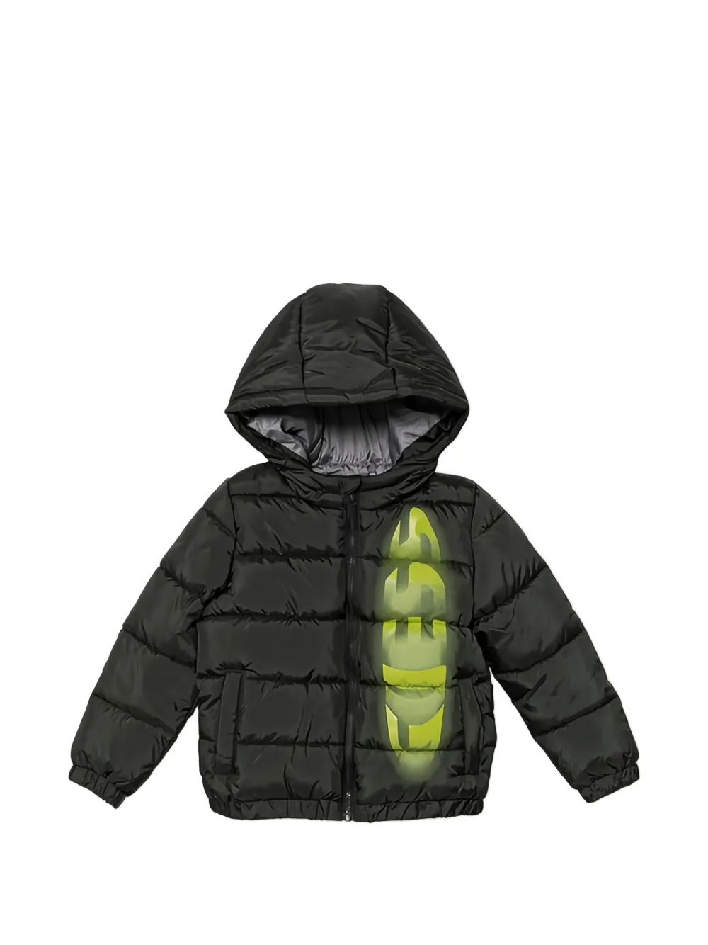 Guess Kids' Hooded Graphic Padded Jacket In Black
