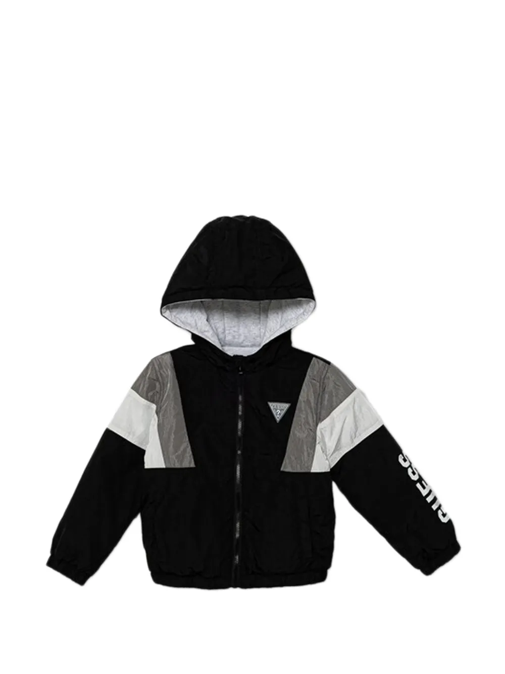 guess kids logo-detail hooded jacket - Nero