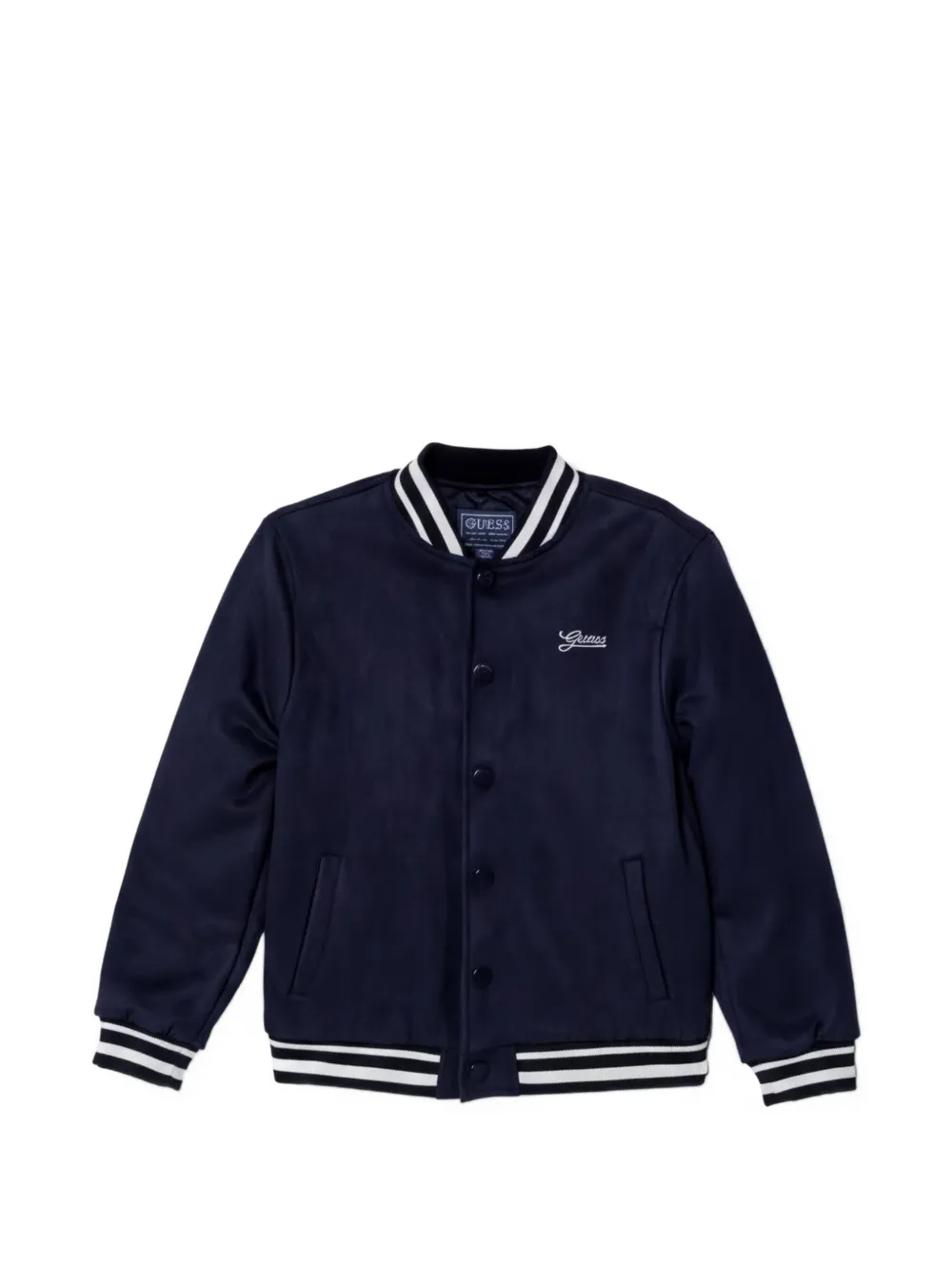 guess kids logo-embroidered bomber jacket - Blu