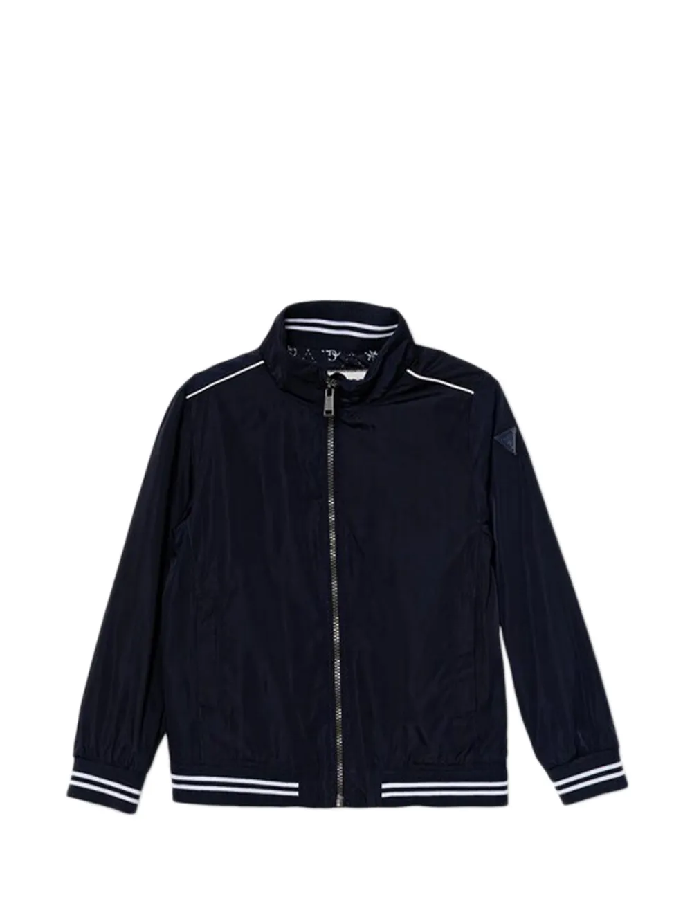 guess kids logo-plaque stripe-detail jacket - Blu