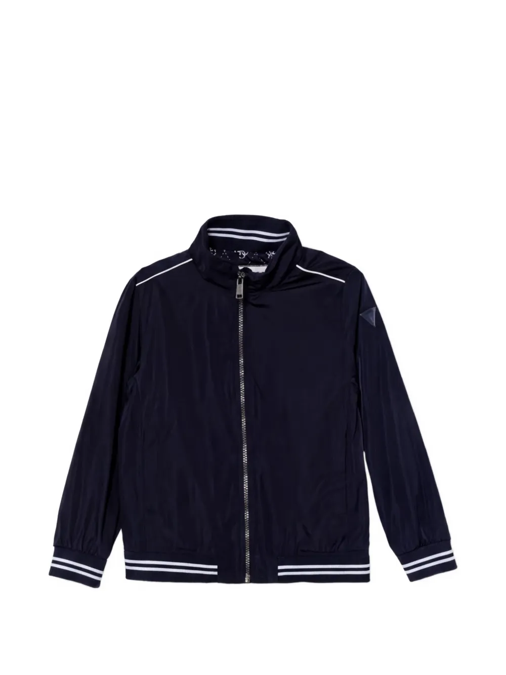 guess kids logo-plaque stripe-detail jacket - Blu