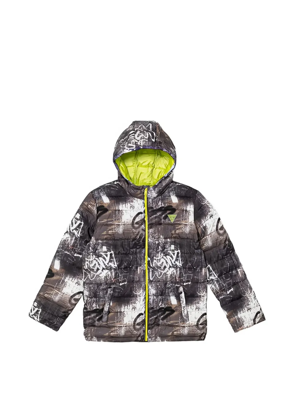 guess kids patterned hooded jacket - Grigio