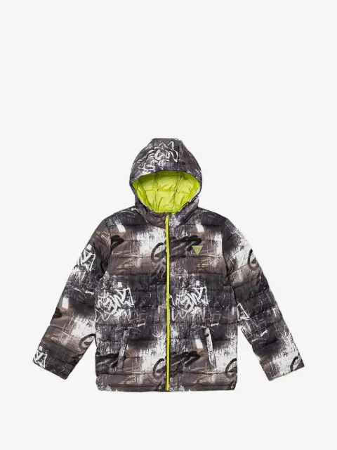 guess kids chamarra con motivo y capucha