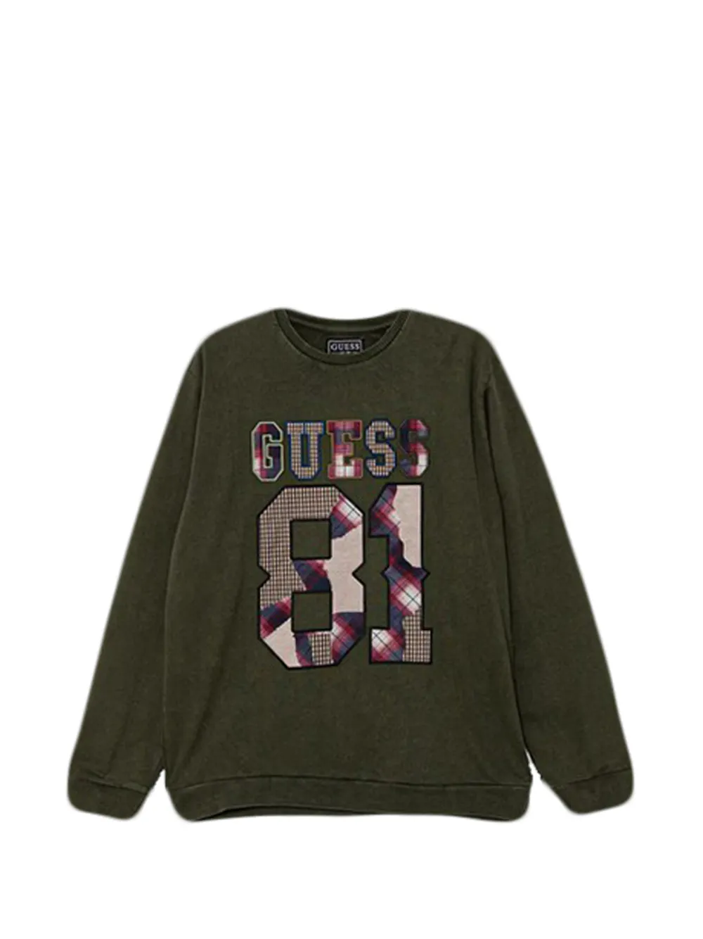 Guess Kids' Plaid Number Sweater In Green
