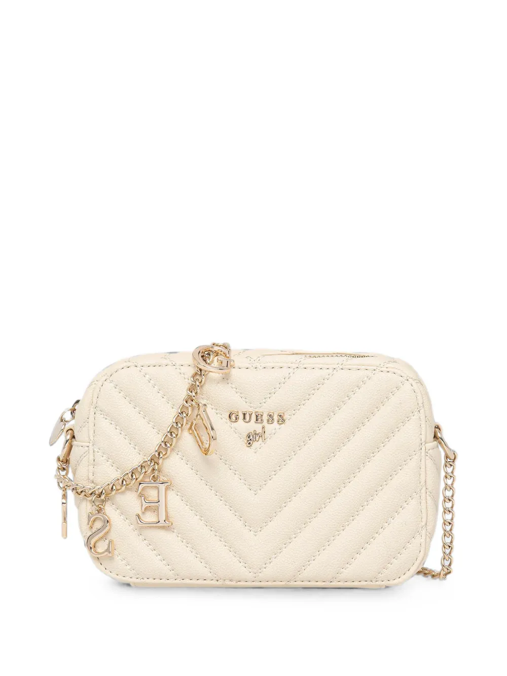 guess kids logo-charm chevron-quilted shoulder bag - Toni neutri