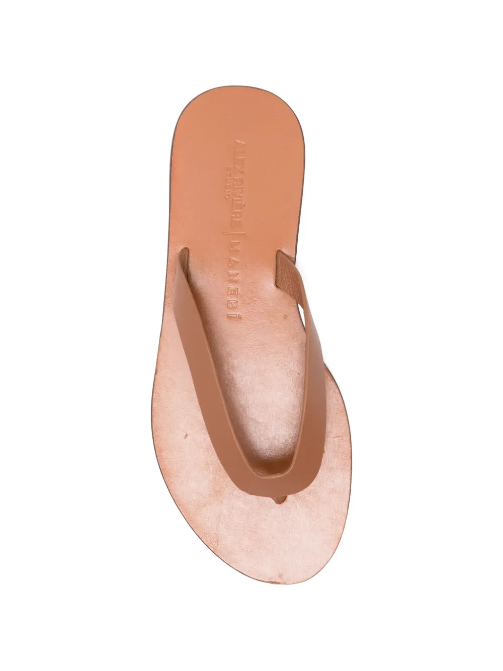 Manebi Leren teenslippers Bruin
