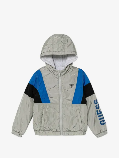 guess kids logo-patch hooded jacket