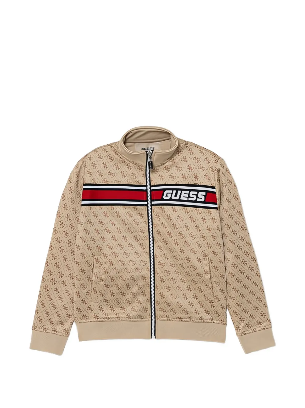 Guess Kids' Monogram Zip Sweatshirt In Brown