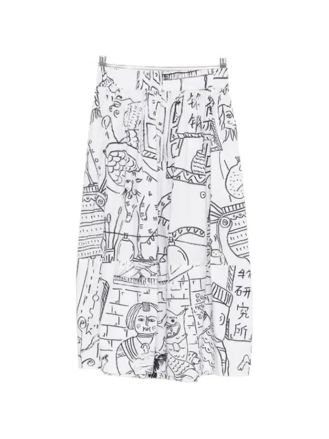 TALKING WALLS Juju Bao Bao illustrated midi skirt