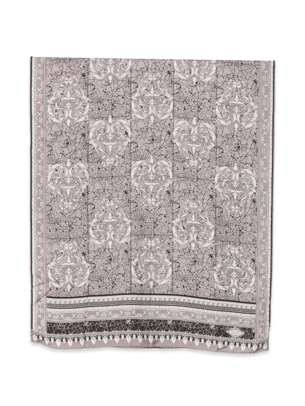 Versace Pre-owned 1990s Baroque Silk Scarf in Grey