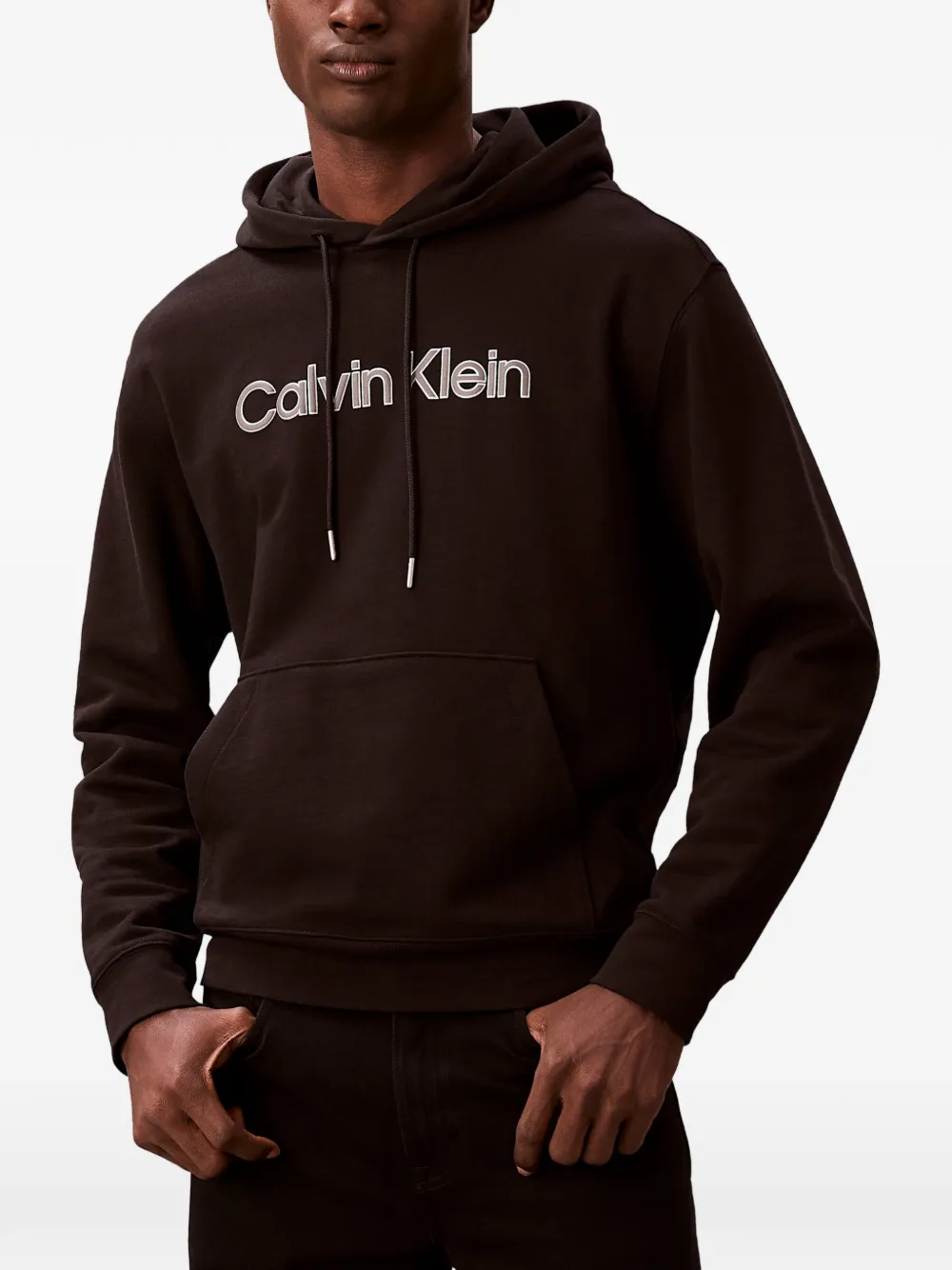 Calvin Klein Hoodie met trekkoorddetail Zwart