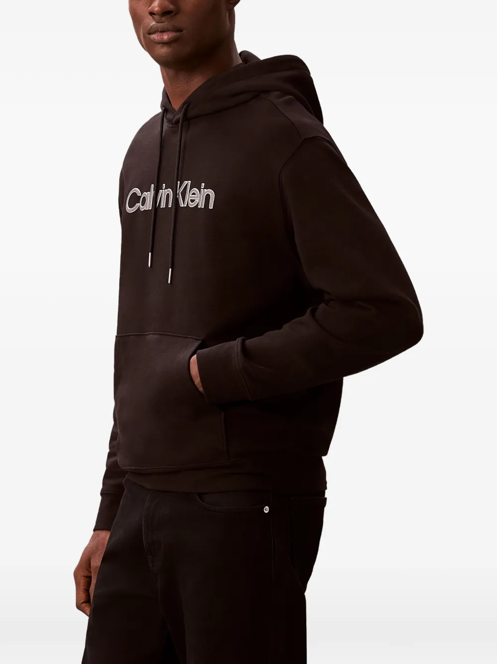 Calvin Klein Hoodie met trekkoorddetail Zwart