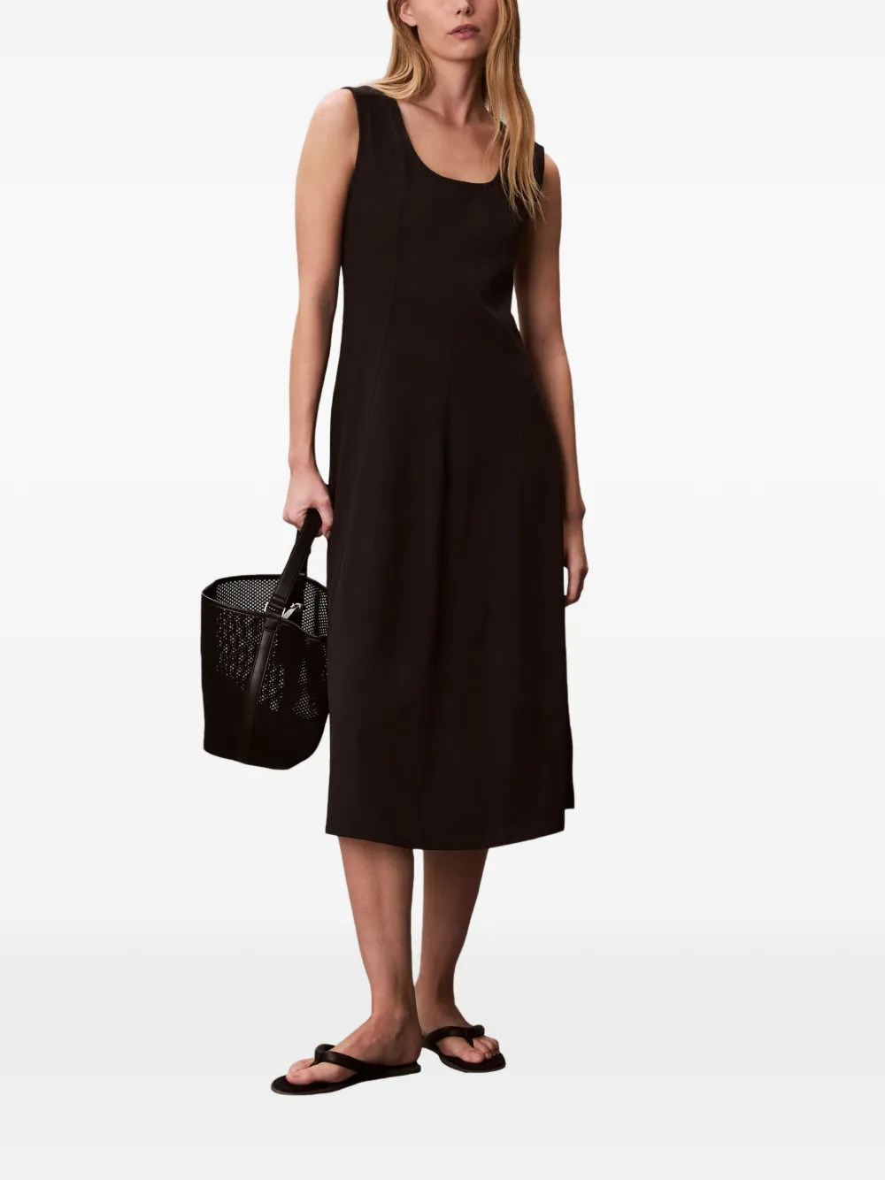  Calvin Klein A-line Midi Dres - Black 