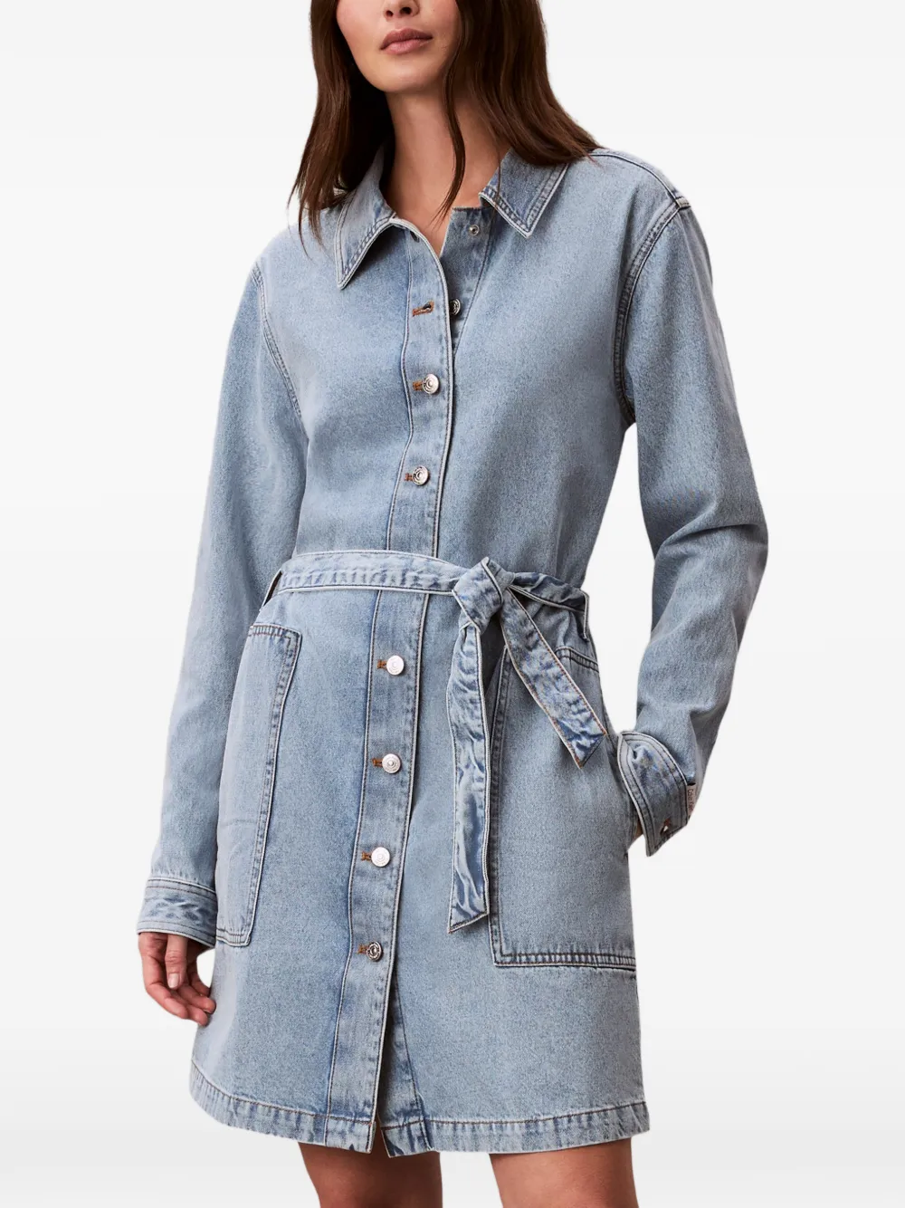 Calvin Klein Mini-jurk met knopen en ceintuur Blauw