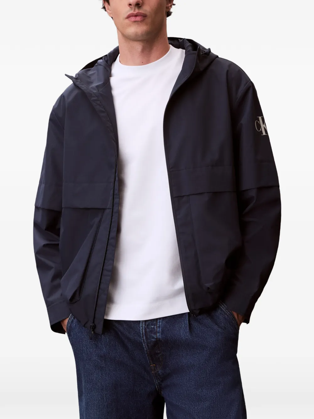  Calvin Klein Logo-print Hooded Jacket - Blue 