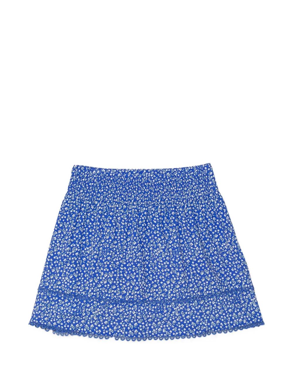 guess kids floral-print smocked-waist skirt Blauw