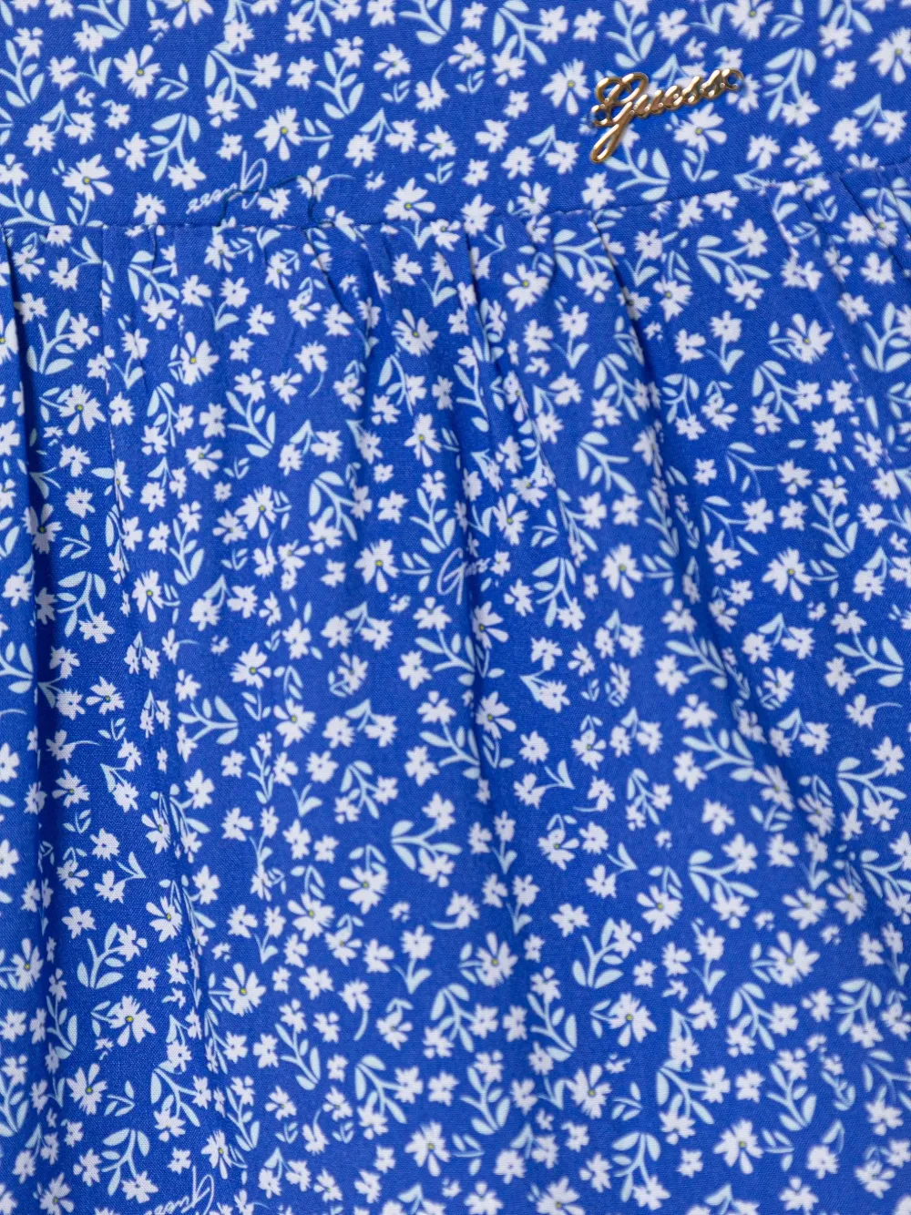 guess kids floral-print smocked-waist skirt Blauw