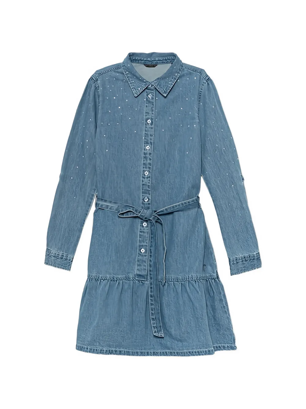 Guess Kids' Belted Denim Dress In Blue