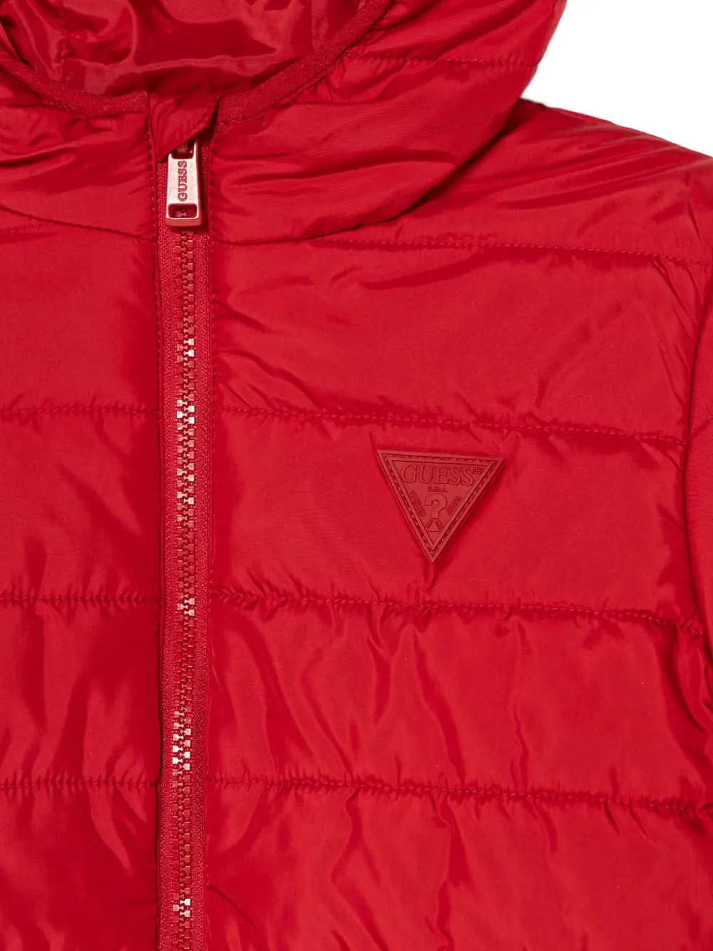 guess kids quilted hooded jacket Rood
