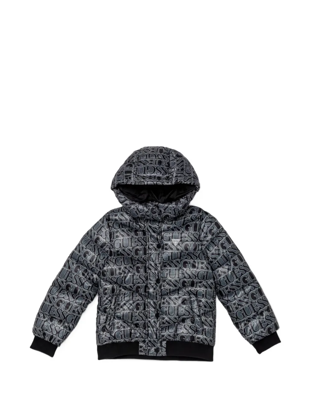 guess kids hooded patterned jacket - Grigio