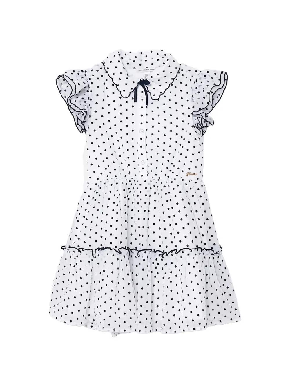 Guess Kids' Polka-dot Ruffled Dress In White
