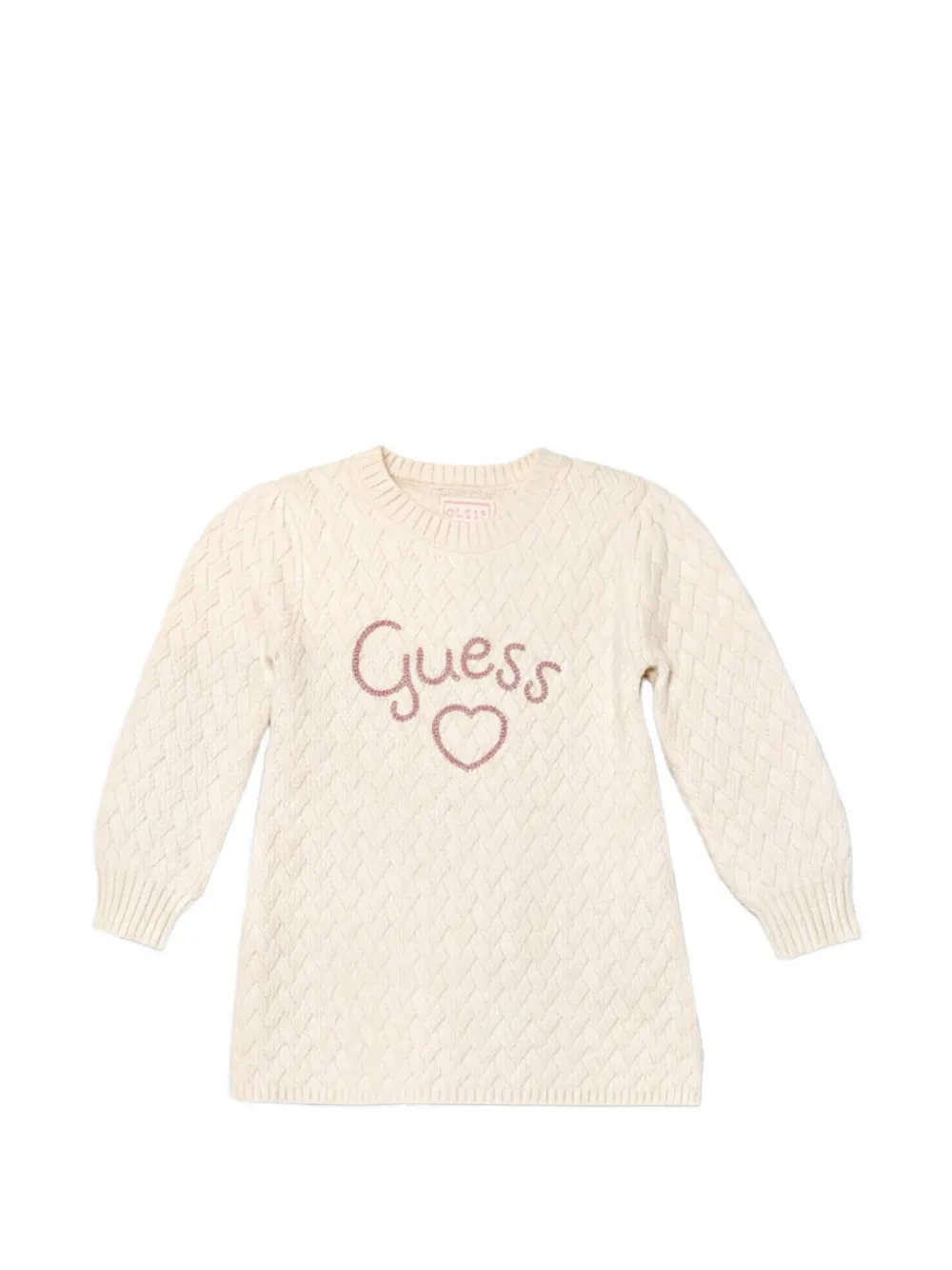 guess kids embroidered long-sleeve dress - Nude