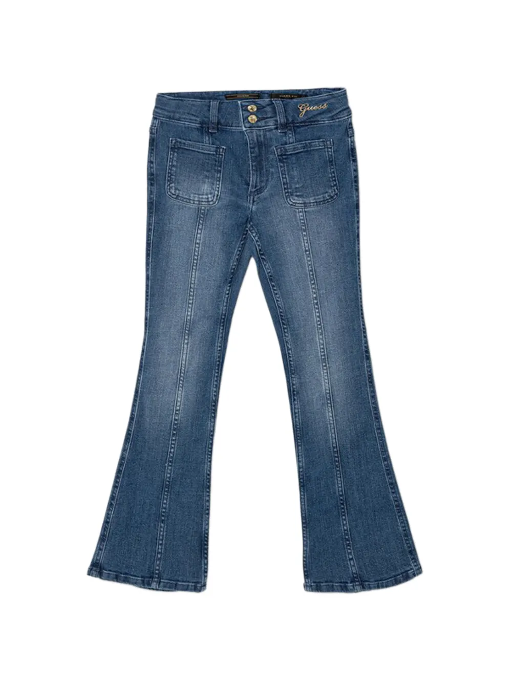 guess kids logo-embroidered jeans - Blu