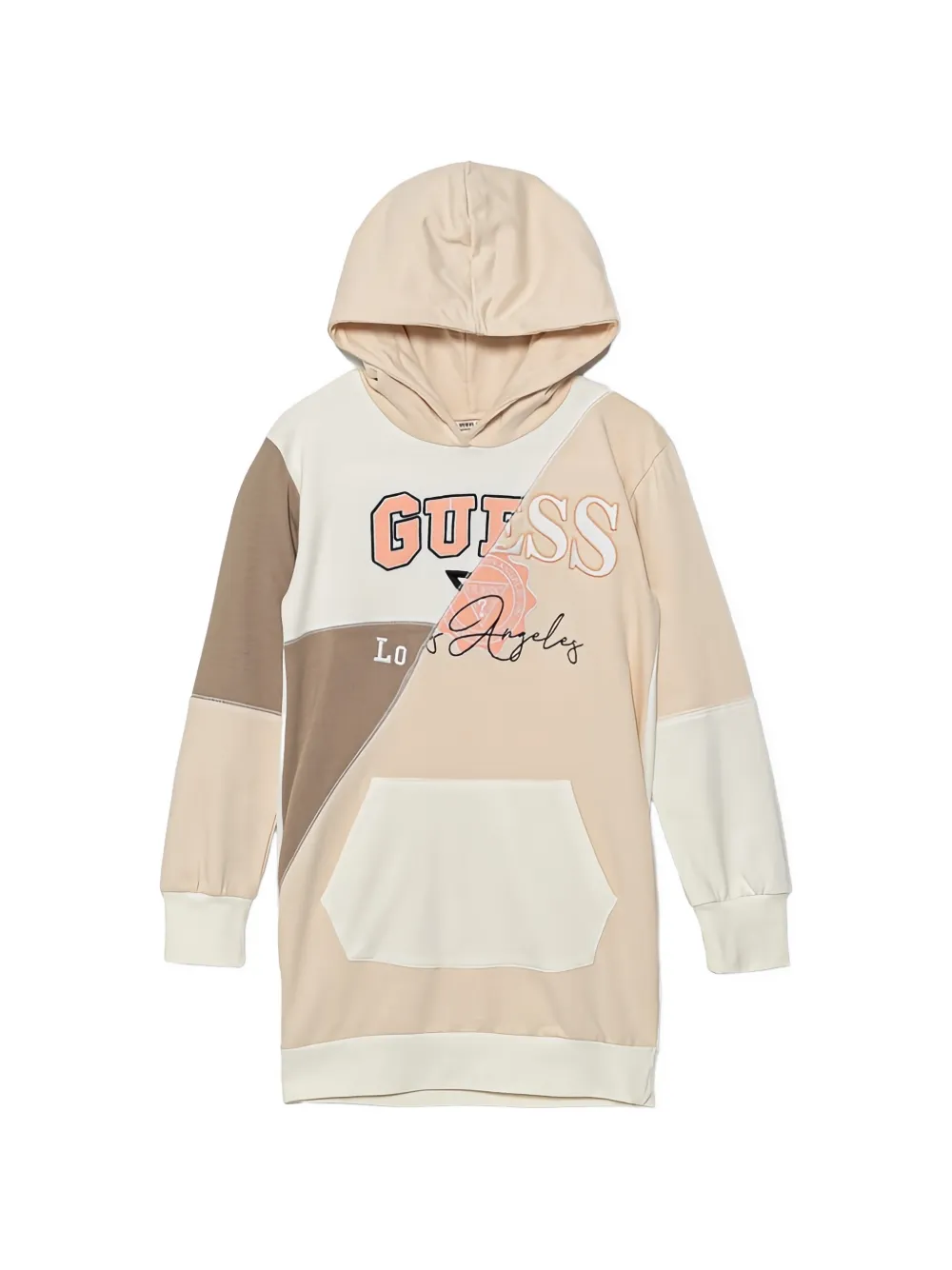 guess kids logo-detail patchwork hooded dress - Toni neutri