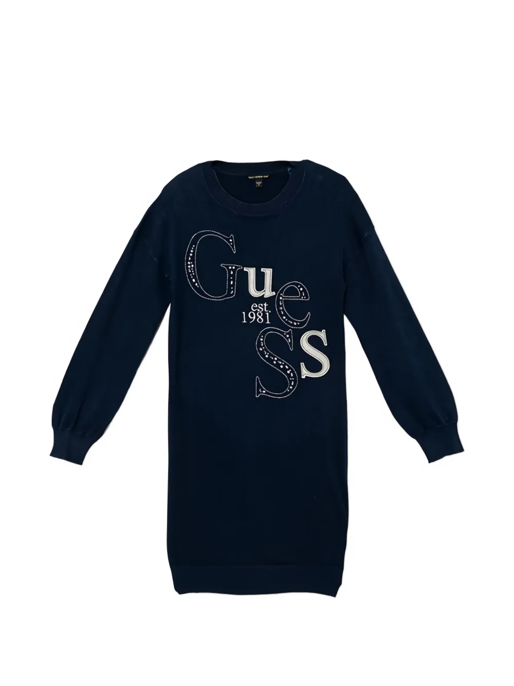 guess kids long-sleeve logo-detail dress - Blu