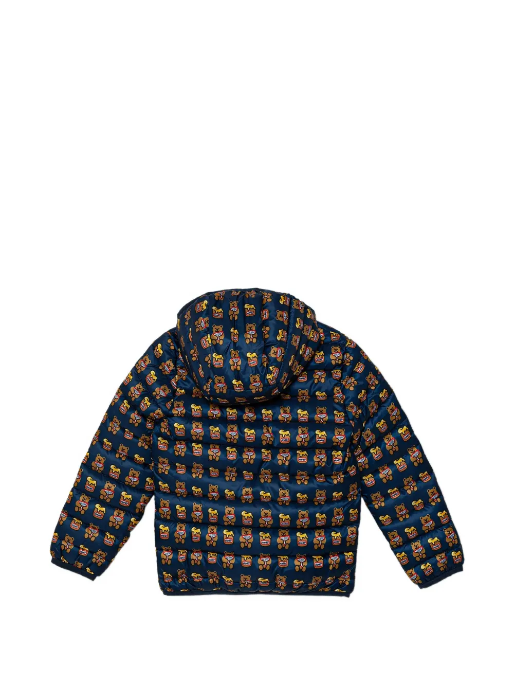 guess kids bear-print hooded jacket Blauw