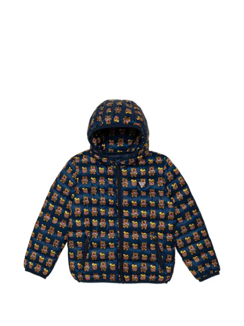 guess kids bear-print hooded jacket