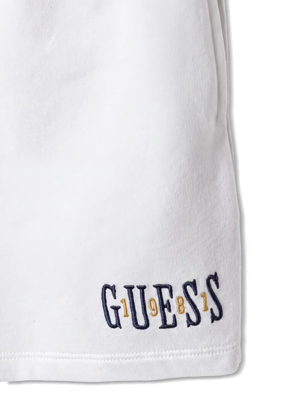 guess kids Gestreepte polotop en shorts set met geborduurd logo Wit