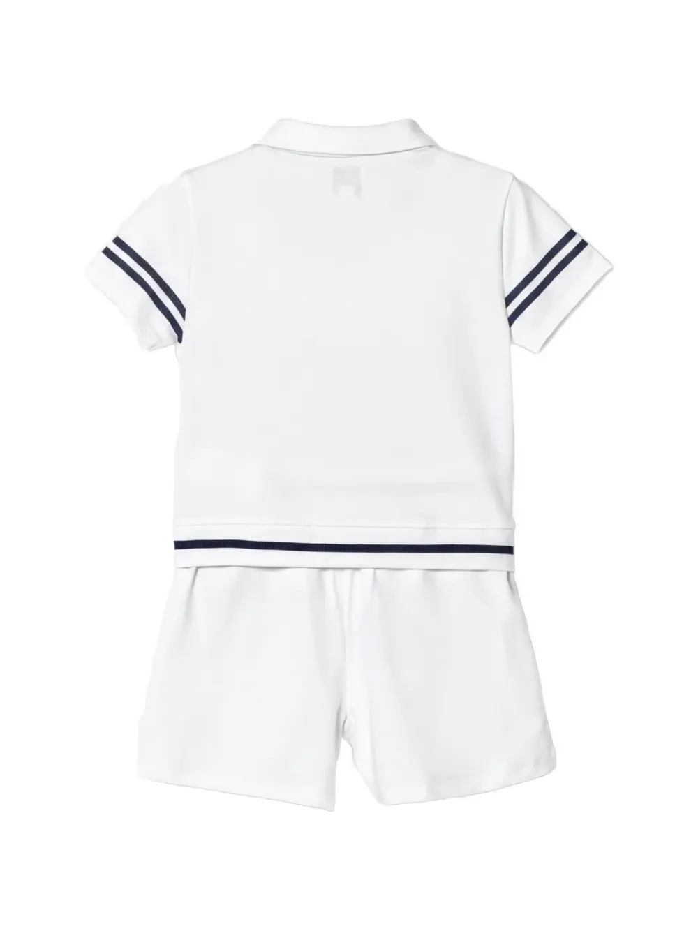 guess kids Gestreepte polotop en shorts set met geborduurd logo Wit